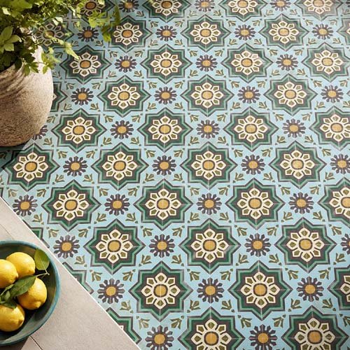 Patterned cement tile floor