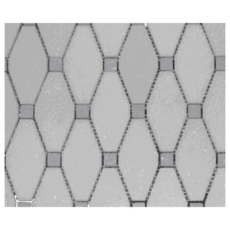 Thassos Marble Oblong Mosaic with Azul Celeste Dot Mosaic Polished