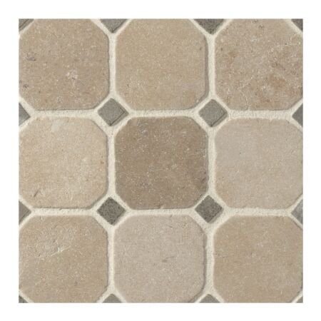 Lagos Gold Octagon with Lagos Blue Dot Tumbled Mosaic