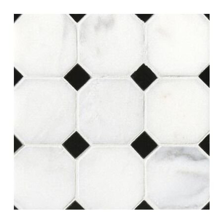White Statuary Octagon and Black Dot Polished