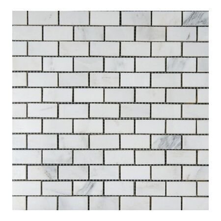 Honed Oriental White Mosaic 1"x2" Brick