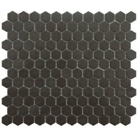 Colonial Unglazed Black Hexagon Mosaic 1 inch