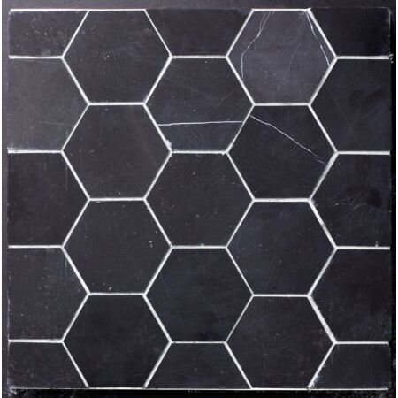 Eastern Black Marble Hexagon 4 in Honed