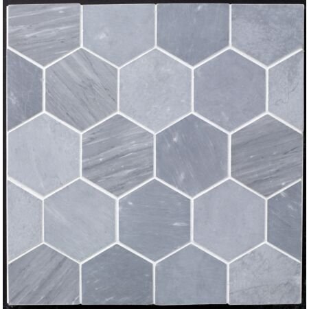 Grey Bardiglio Marble Hexagon 4 in Honed