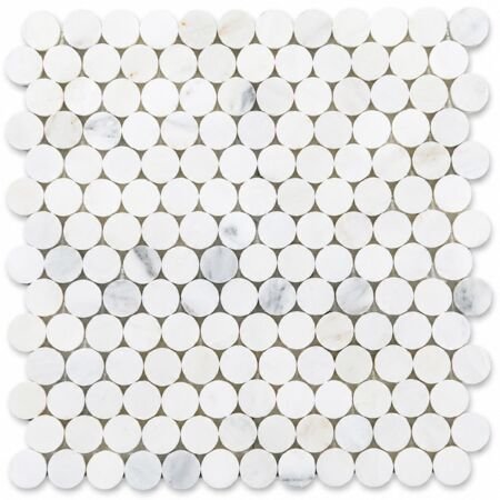 Eastern White Marble Pennyrounds 3/4 inch Polished Mosaic