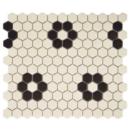 Athens Unglazed Flower Hexagon Mosaic with Multiple Roses