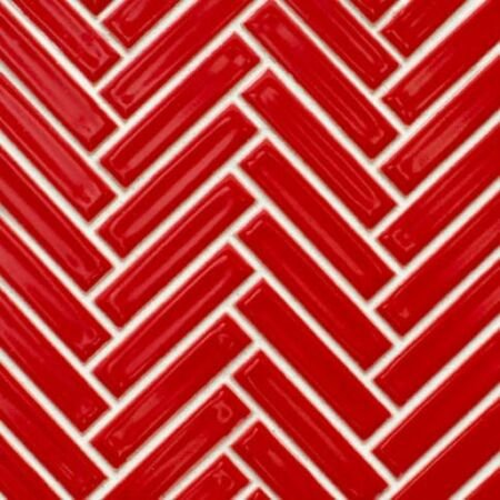 Glossy Red Mini Herringbone Glazed Porcelain Mosaic