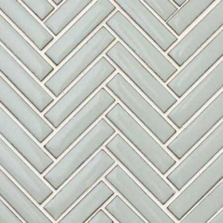 Glossy Grey Mini Herringbone Glazed Porcelain Mosaic