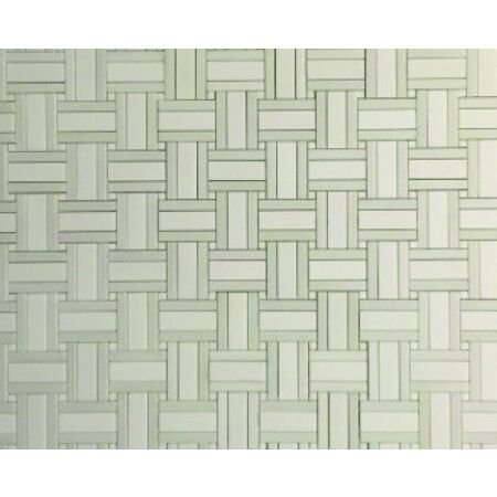 Thassos Basketweave with White Thassos Dot Mosaic and Contrasting Band