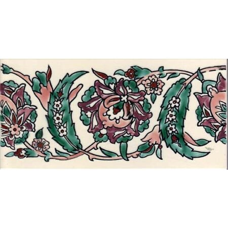 KHAYAM ROSE Border Handpainted Ceramic Tile