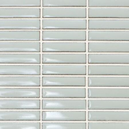 Metro Light Grey Stacked Mini Rectangles Glazed Porcelain Mosaic
