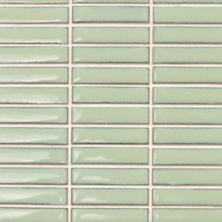 Metro Light Green Stacked Mini Rectangles Glazed Porcelain Mosaic