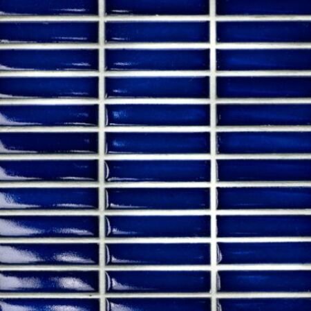 Metro Cobalt Blue Stacked Mini Rectangles Glazed Porcelain Mosaic