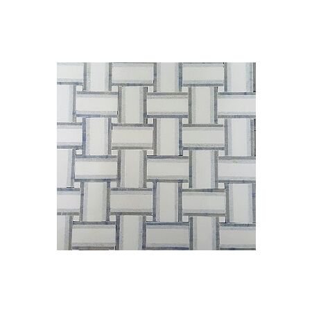 Thassos Basketweave with Azul blue Macauba and Celeste Strip Mosaic 