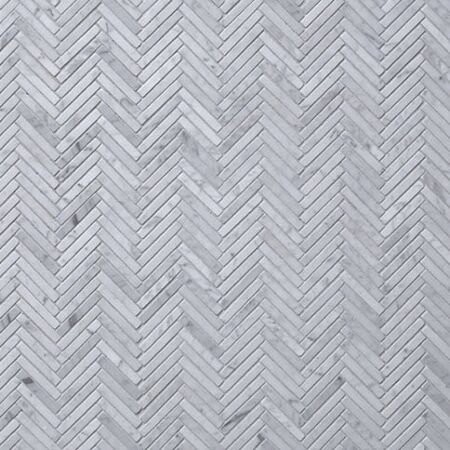 Carrara Marble Herringbone Mosaic 2 x 3/8