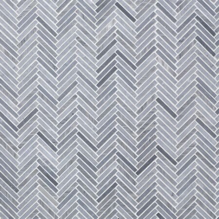 Bardiglio Marble Herringbone Mosaic 2 x 3/8
