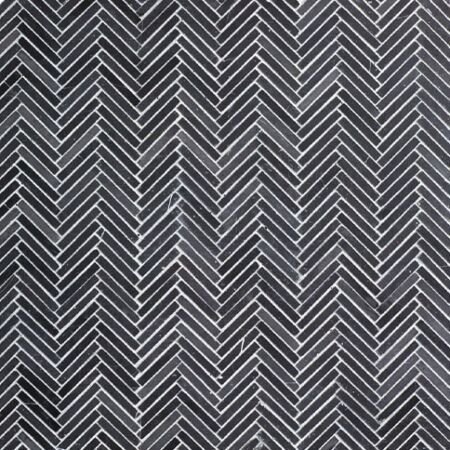 Nero Marquina Marble Herringbone Mosaic 2 x 3/8