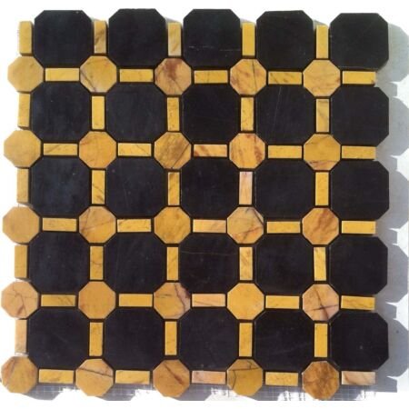 Nero Antico Octagon with Giallo Antico Dot