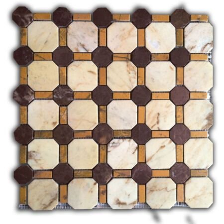 Giallo Antico Octagon with Caesar Brown Dot