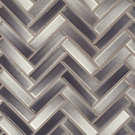 Glossy Grey Mix Herringbone Glazed Porcelain Mosaic