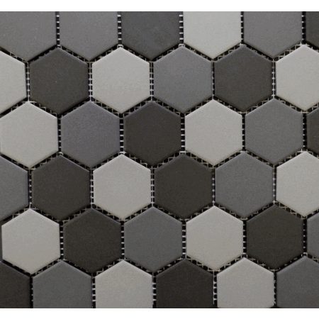 Pro Unglazed Dark Grey Blend Hexagon Porcelain Mosaic 2 Inch