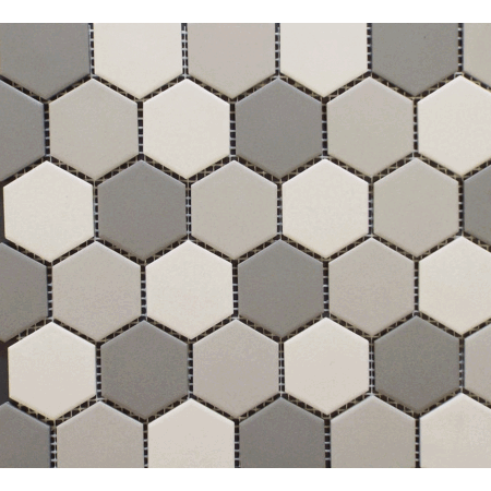 Pro Unglazed Light Grey Blend Hexagon Porcelain Mosaic 2 Inch