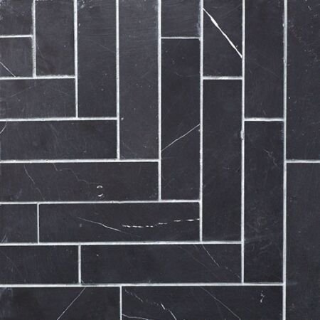 Nero Marquina Marble Herringbone Mosaic 7 ¾  X  1 15/16