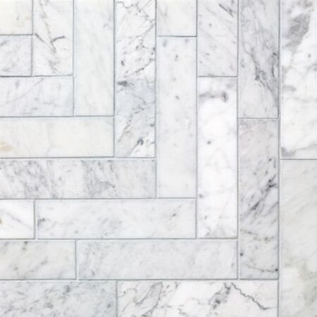 Eastern White Marble Herringbone Mosaic 7 ¾  X  1 15/16