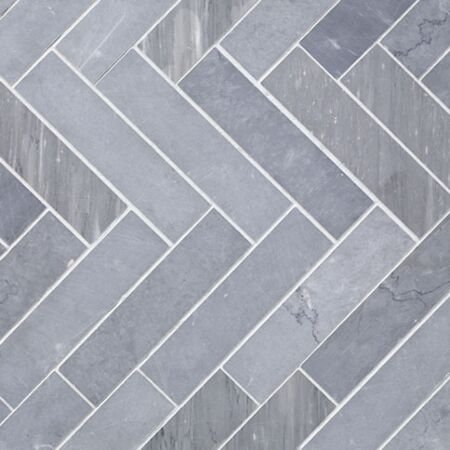 Bardiglio Marble Herringbone Mosaic 7 ¾  X  1 15/16