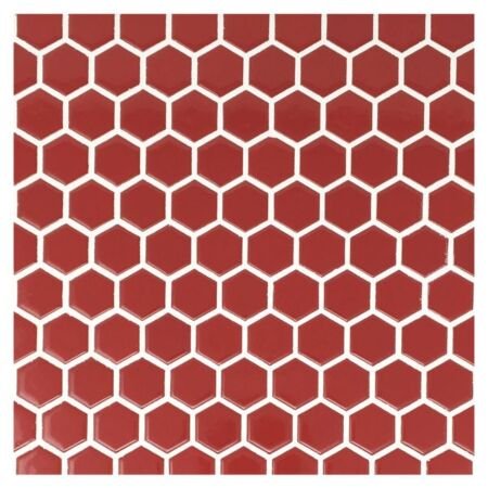 Metro Glossy Red Hexagon Porcelain Mosaic 1 inch