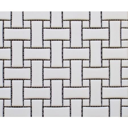 White Basketweave with White Dot Mosaic Matte
