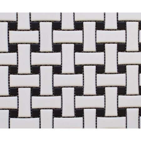 Pro White Basketweave with Black Dot Mosaic Matte