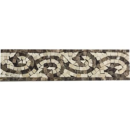 Crema Marfil and Emperador Vine Border Mosaic Polished