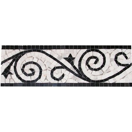 Vine Mosaic Border in Calacatta and Nero Marqina Marble