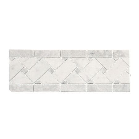 Basketweave Border Mosaic Pattern in Eastern White and Grey