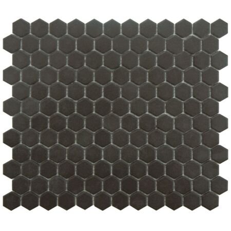 Olympia Unglazed Black Porcelain Hexagon 1 inch