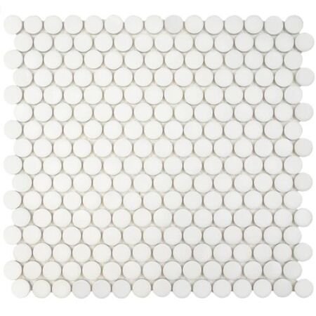 Metro Penny Round Matte White 3/4 Porcelain Mosaic Tile