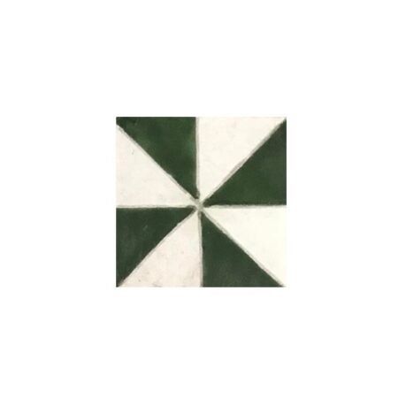 Zellige Huelva Green Hand Painted Ceramic Tile 4x4
