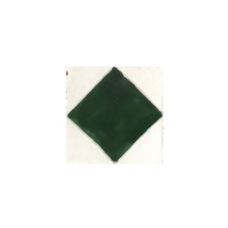 Zellige Teba Green Hand Painted Ceramic Tile 4x4