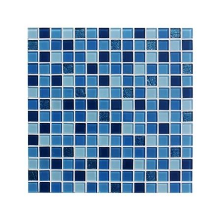 Marine Blue Frosted Mix Glass Pool Mosaic Squares 3/4x3/4