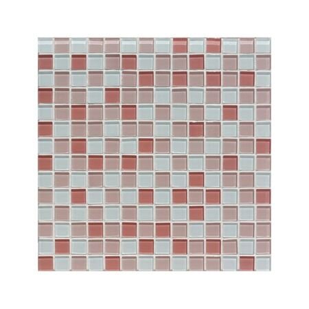 Cotton Candy Red Mix Glass Pool Mosaic Squares 3/4x3/4