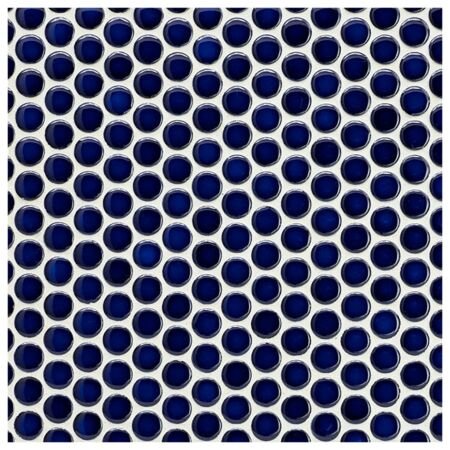 Metro Midnight Blue Penny Round Porcelain Mosaic Tile