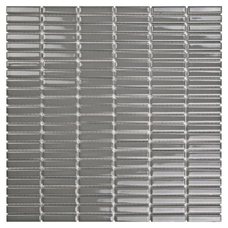 Metro Dark Grey Stacked Mini Rectangles Glazed Porcelain Mosaic
