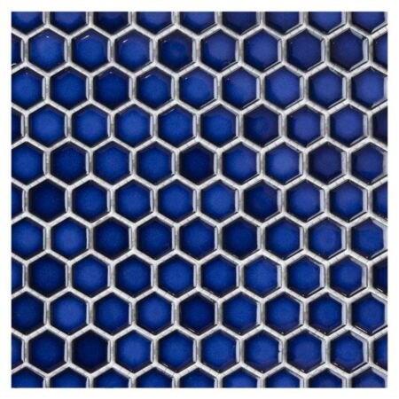 Metro Glossy Midnight Hexagon Porcelain Mosaic 1 inch