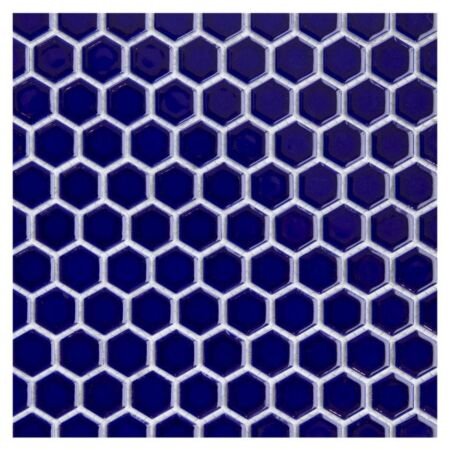 Metro Glossy Cobalt Blue Hexagon Porcelain Mosaic 1 inch