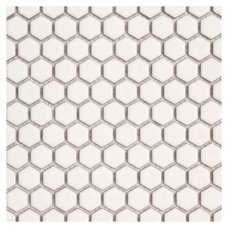 Metro Glossy Bone Hexagon Porcelain Mosaic 1 inch