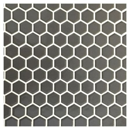 Metro Glossy Sterling Grey Hexagon Porcelain Mosaic 1 inch