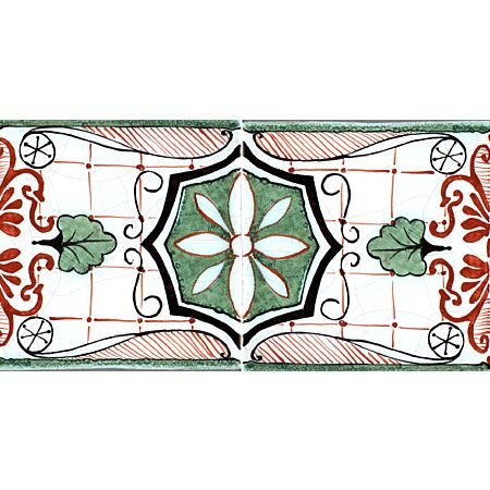 Antique Barcino Rosette 6x6 Terracotta Border Tile