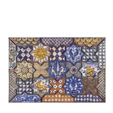 Antique Majolica Star and X Pattern 23 pcs Mural
