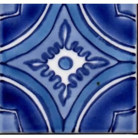 Santa Fe Blue Cabochon Ceramic Tile 2x2 Corner